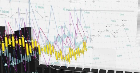 Canvas Print - Animation of data processing over diagrams