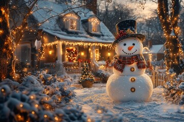 Wall Mural - snowman in the snow