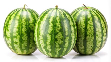 Ripe sweet watermelons close-up on white background