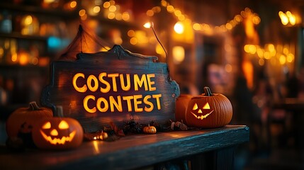 Wall Mural - Sign that reads “COSTUME CONTEST” - Halloween - bar - pub - club - event - theme night  - October - scary - spooky 