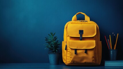 Yellow Backpack and School Supplies