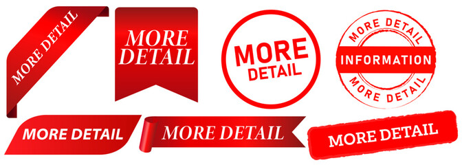 Poster - More detail stamp ed badge information sign symbol ribbon tag emblem media application design set grunge collection