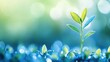 © Zidan - Illustration of Plants growing on a blurred blue nature background. Ai generated image