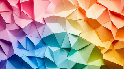 Wall Mural - A colorful, folded paper-like design with triangles. This geometric background is perfect for your business and features a rainbow of colors.