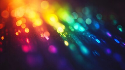 Poster - colorful rainbow light leaks create a mesmerizing display against a black background. soft flares in