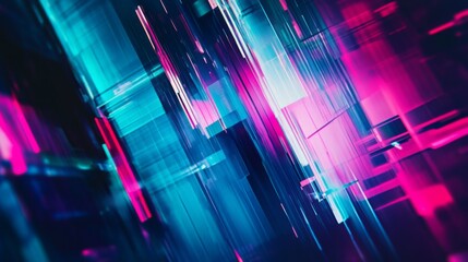 Poster - a midangle view reveals a captivating abstract composition featuring an array of blue mint and pink 
