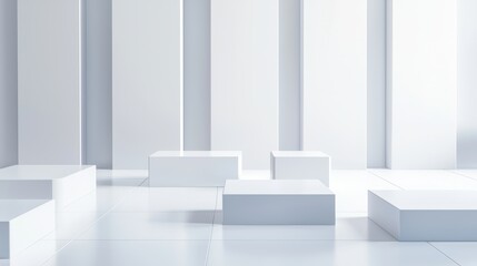 Wall Mural - White Minimalist Product Display Platform Background