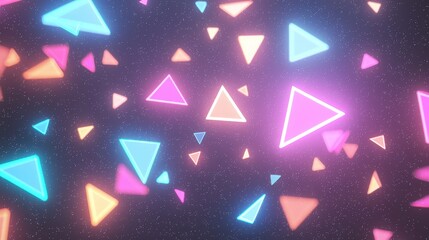 Poster - Abstract Neon Triangles on Dark Background