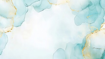 Poster - Abstract Blue and Gold Watercolor Background with Copy Space