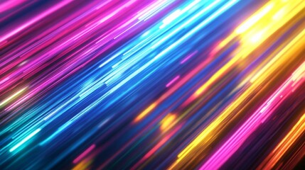 Fototapete - Colorful fiberoptic lines illuminate the space with vibrant streaks of light, conveying a sense of movement and energy in a closeup composition of intricate details