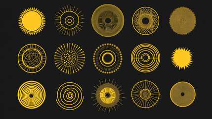 Wall Mural - A set of yellow circle designs, perfect for adding a modern touch to your projects.