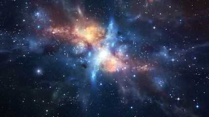 Wall Mural - vibrant nebula in deep space, awash in colors and a multitude of stars. the cosmic dust creates intr