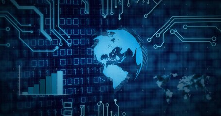 Poster - Animation of globe and diagrams over data processing
