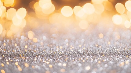 Poster - A stunning display of silver and golden glitter sparkles against a softly blurred backdrop, creating an enchanting and magical atmosphere perfect for various artistic projects