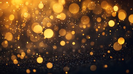 Poster - Cascading golden lights and shimmering bokeh particles create a dazzling effect against a rich, dark backdrop, enhancing the ambiance with elegance and warmth
