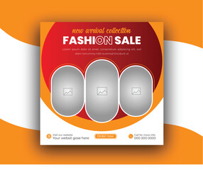 Wall Mural - Fashion sale social media post and simple square web banner template