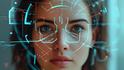 Wall Mural - Cybersecurity and AI Innovation: Exploring Facial Recognition and Biometric Identification Technology