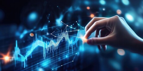 Poster - Business analysis, financial investment and technology concept. development to success and growing growth, analyzing financial graph on virtual screen