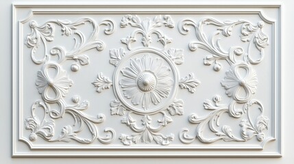 Sticker - Ornate White Floral Rosette Molding Design