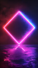 Canvas Print - Neon diamond with modern tech feel