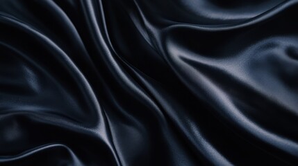 Poster - The fabric displays a rich, deep black hue, flowing gracefully with soft folds that enhance its luxurious texture and elegant appearance under gentle light