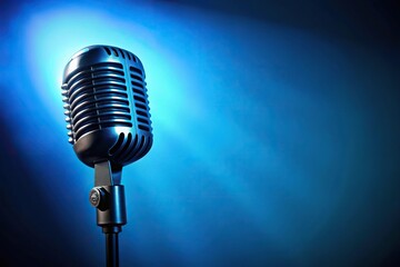 silhouette microphone on blue background