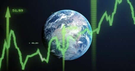 Canvas Print - Animation of stock market over diagram and globe