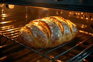 Wall Mural - Freshly Baked Bread Cooling on an Oven Rack