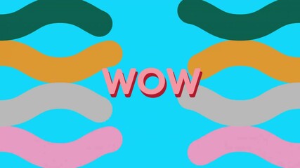 Poster - Animation of wow text over shapes moving