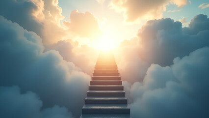 stairway through the clouds to the heavenly light stairway to heaven copyspace