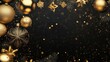 © Business Pics - Fancy golden and black christmas background with ornaments. Greeting card mockup
