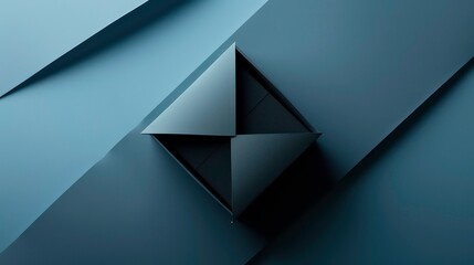 Sticker - Abstract geometric design with black and blue shades, a rhombus with a square inside and overlapping lines create a modern and minimalist backdrop.