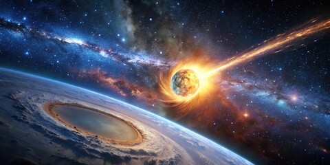 Wall Mural - simulation of a meteorite impact in the galaxy symmetrical