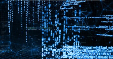 Poster - Animation of data processing and circles over black background