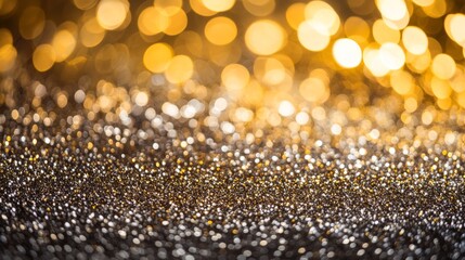 Poster - silver and golden glitter blend harmoniously, creating a dreamy backdrop with a soft bokeh effect, p