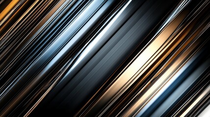 Abstract metallic diagonal lines with reflections and gradient colors