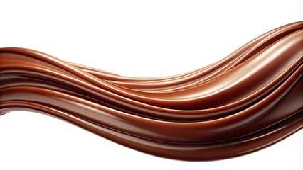 smooth liquid chocolate flow isolated on white background