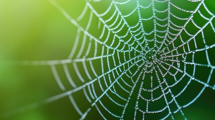 Wall Mural - captivating close up of a spider web delicately draped in the morning dew revealing nature s intrica