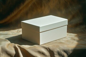 Sticker - White Box on a Textured Gold Fabric