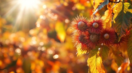 Canvas Print - Beautiful autumn postcards showcasing the vivid and rich colors of fall. Chestnut trees bursting with life and vibrant hues.