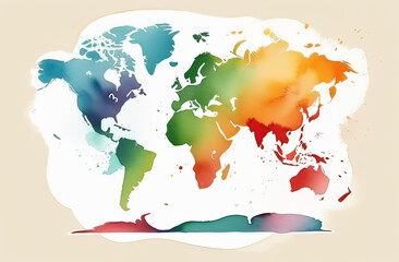 vivid world map in liquid art font on white background