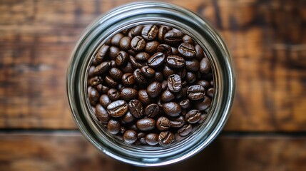 Wall Mural - Coffee beans in a round glass jar