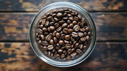 Wall Mural - Coffee beans in a round glass jar