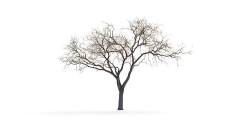 Poster - A tree without leaves against a white backdrop, creating a stark contrast, a Dead tree for Halloween decoration isolated on white background