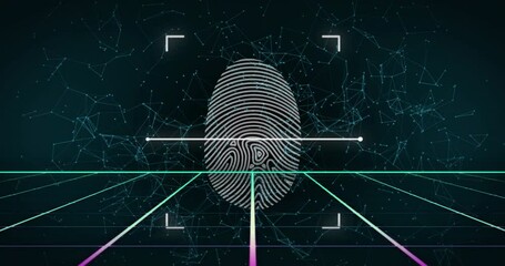 Poster - Animation of fingerprint scanning over shapes moving
