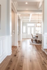 Poster - A classic wainscoting wall with a painted finish, combining texture and elegance, perfect for adding design elements.