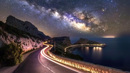 Wall Mural - Night_time_image_with_milky_way_stars_and_illu