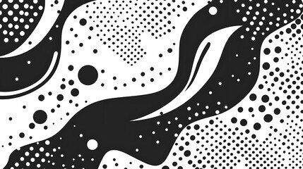 Abstract Black and White Swirling Pattern with Circles