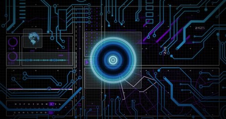 Canvas Print - Animation of scope scanning over connections and globe