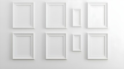 Canvas Print - white picture frames on a white wall.